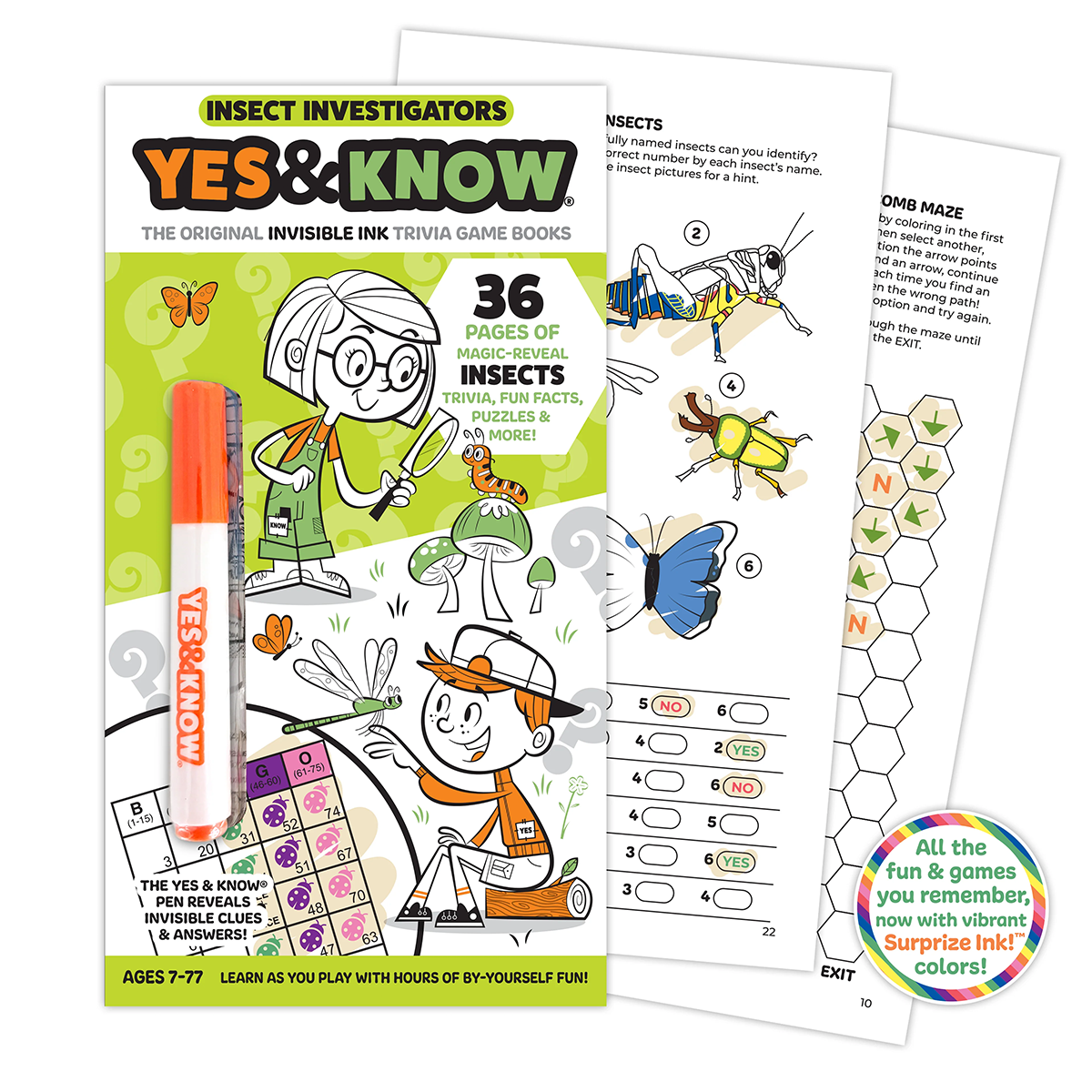 Yes & Know Invisible Ink Game Book Insect Investigators