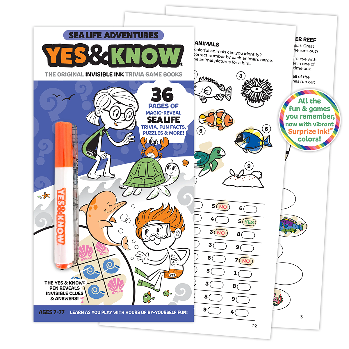 Yes & Know Invisible Ink Game Book Sea Life Adventures