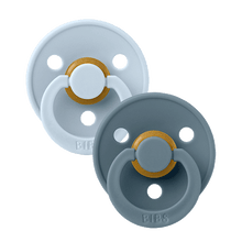 BIBS Original Colour Pacifier 0-6 Months Anatomical 2 PACK - Baby Blue/Petrol