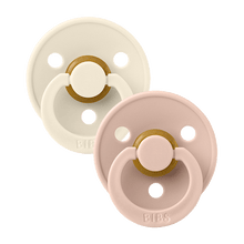 BIBS Original Colour Pacifier 0-6 Months 2 PACK - Ivory/Blush