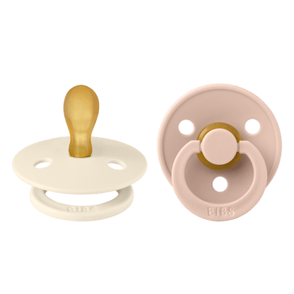 BIBS Original Colour Pacifier 6-18 Months Symmetrical 2 PACK - Ivory/Blush
