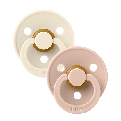 BIBS Original Colour Pacifier 6-18 Months Symmetrical 2 PACK - Ivory/Blush