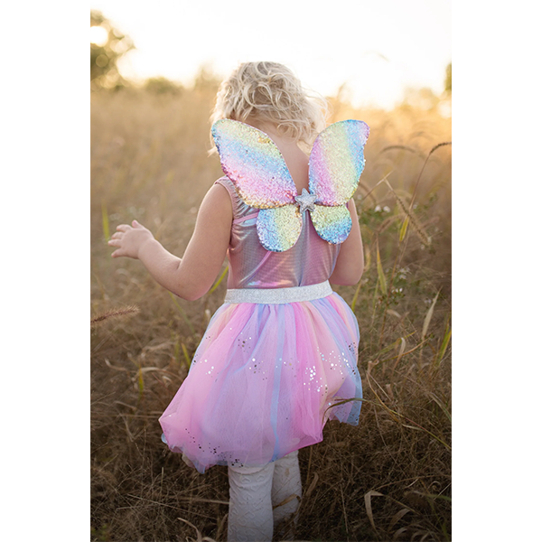 Great Pretenders Rainbow Sequins Skirt with Wings & Wand
