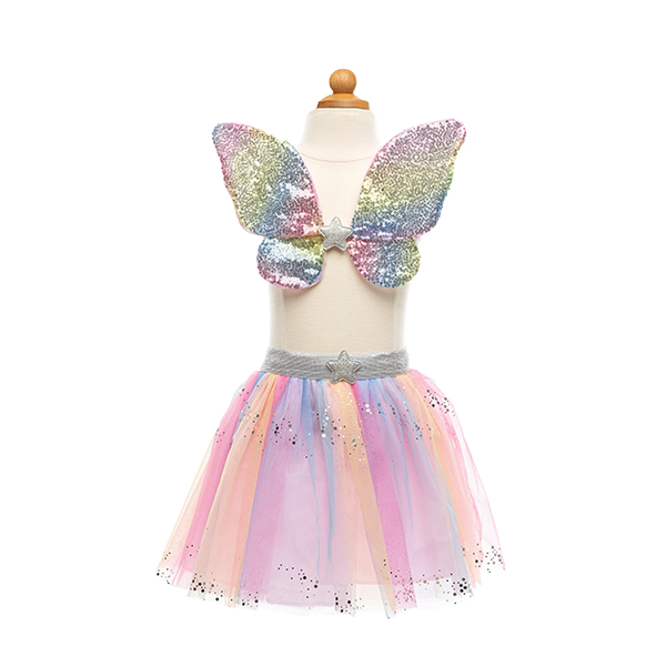 Great Pretenders Rainbow Sequins Skirt with Wings & Wand
