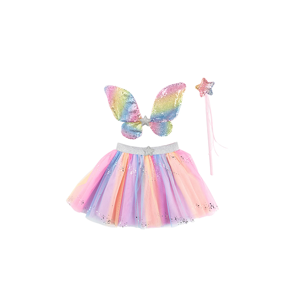 Great Pretenders Rainbow Sequins Skirt with Wings & Wand