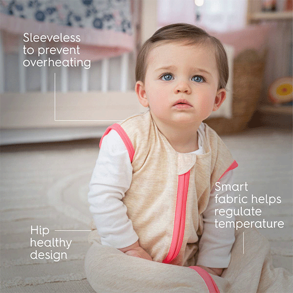 Medium Halo Ideal Temp SleepSack Wearable Blanket - Oatmeal/Pink