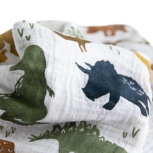 Little Unicorn Cotton Muslin Swaddle Blanket 3 Pack - Dino Friends 2