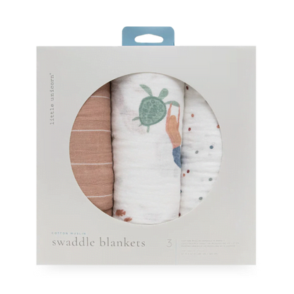 Little Unicorn Cotton Muslin Swaddle Blanket 3 Pack - Mermaids