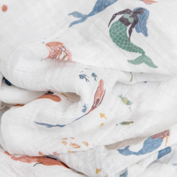 Little Unicorn Cotton Muslin Swaddle Blanket 3 Pack - Mermaids
