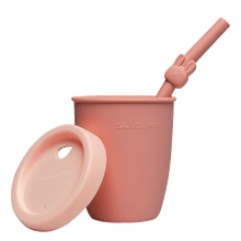 LouLou Lollipop Kids Silicone Cup with Straw - Bunny Blush Pink