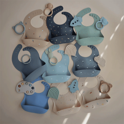 Mushie Silicone Baby Bib (Powder Blue)