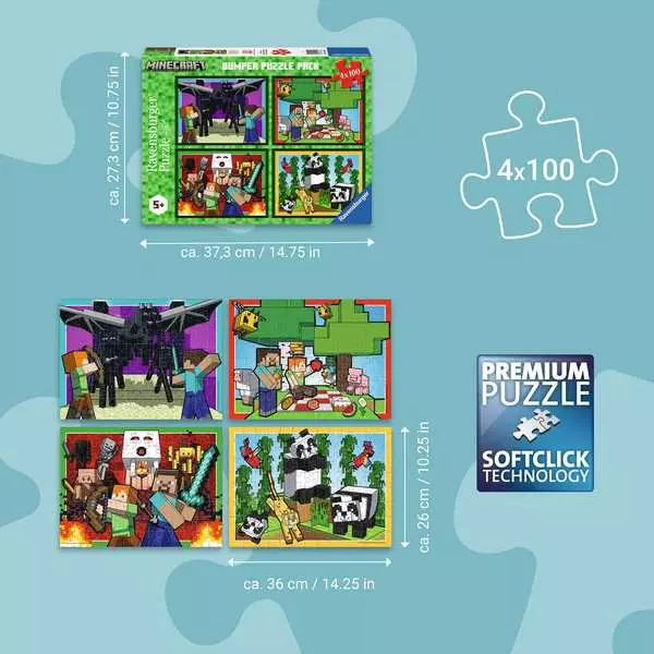Ravensburger Minecraft 4 x 100 Piece Puzzle
