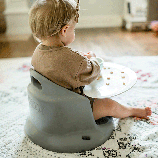 Upseat Baby Floor and Booster Seat with Tray - Grey