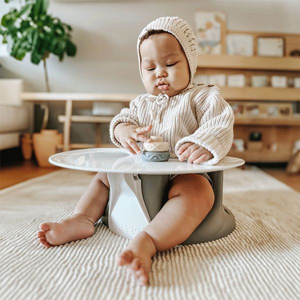 Upseat Baby Floor and Booster Seat with Tray - Grey
