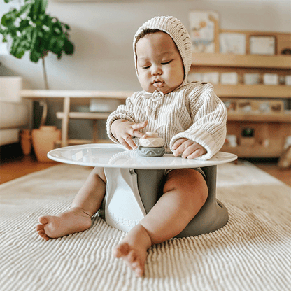 Upseat Baby Floor and Booster Seat with Tray - Grey