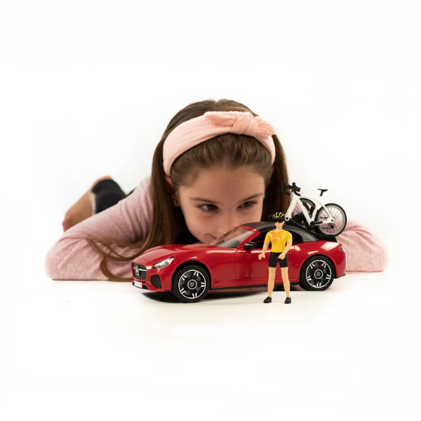 Bruder 03485 Red Roadster with Road Bike and Cyclist