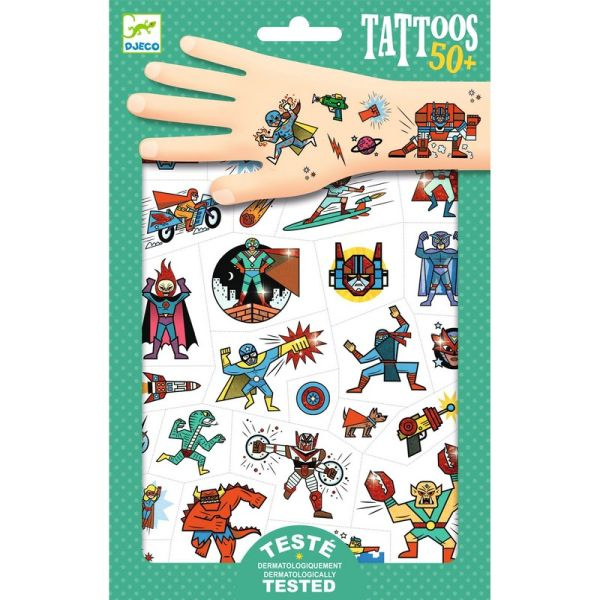 djeco-temporarytattoosheroesvsvillains-pack