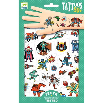 djeco-temporarytattoosheroesvsvillains-pack
