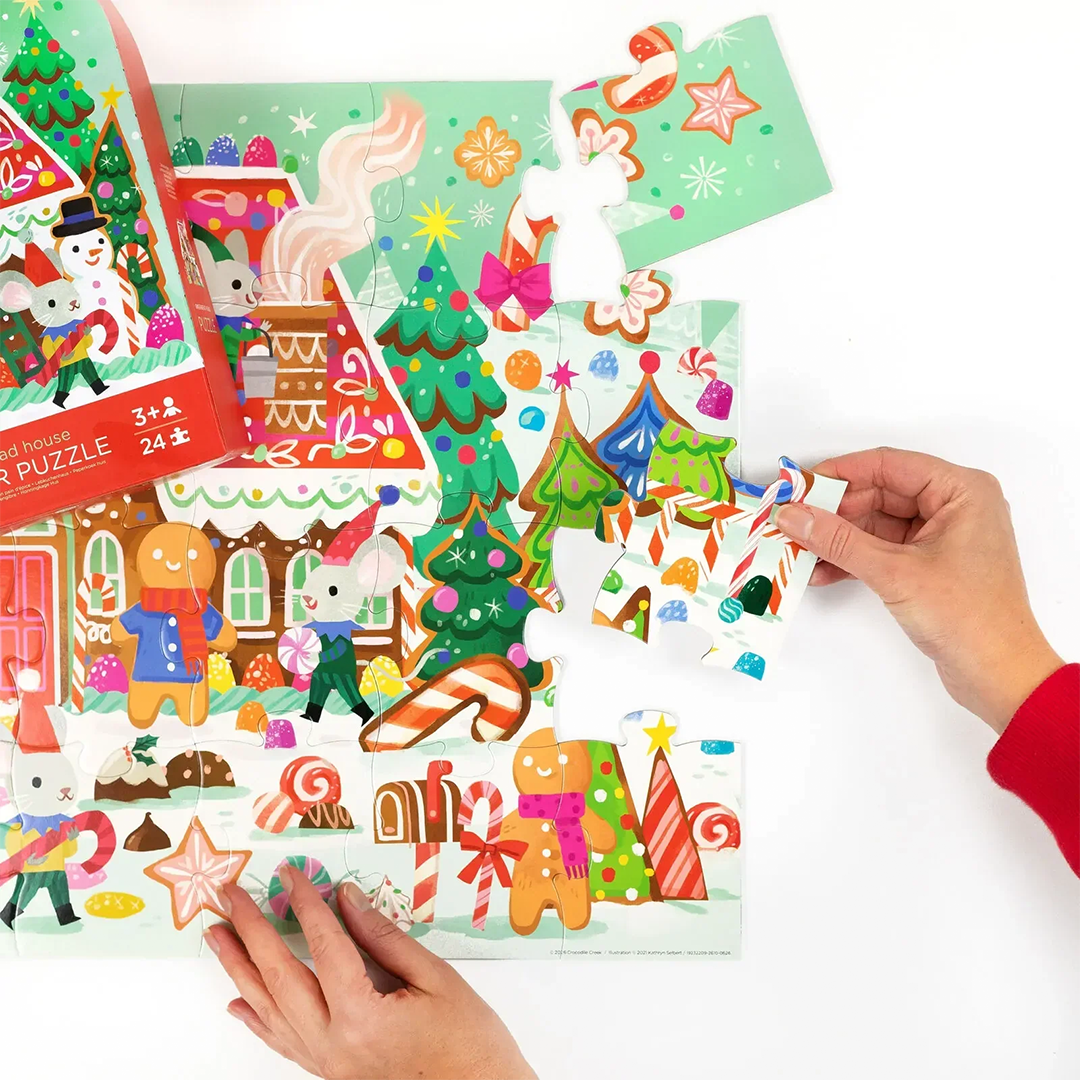 Crocodile Creek Gingerbread House 24-Piece Shaped Box Puzzle