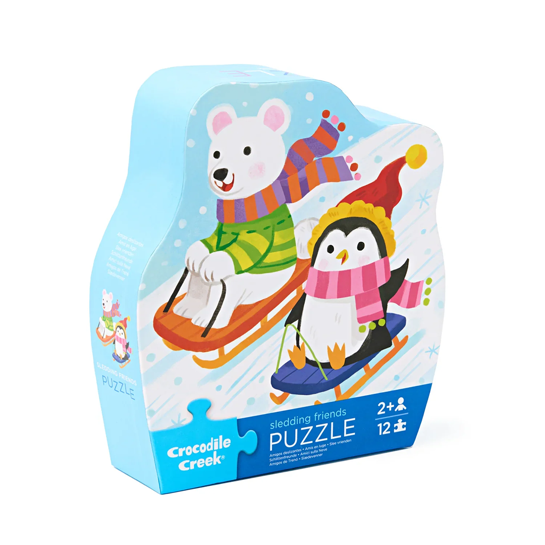 Crocodile Creek Sledding Friends 12-Piece Mini Puzzle