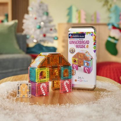 Magna-Tiles microMAGS Gingerbread House 24 Piece Travel Set