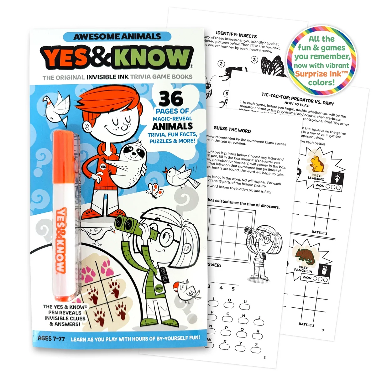 Yes & Know Invisible Ink Game Book Amazing Animals