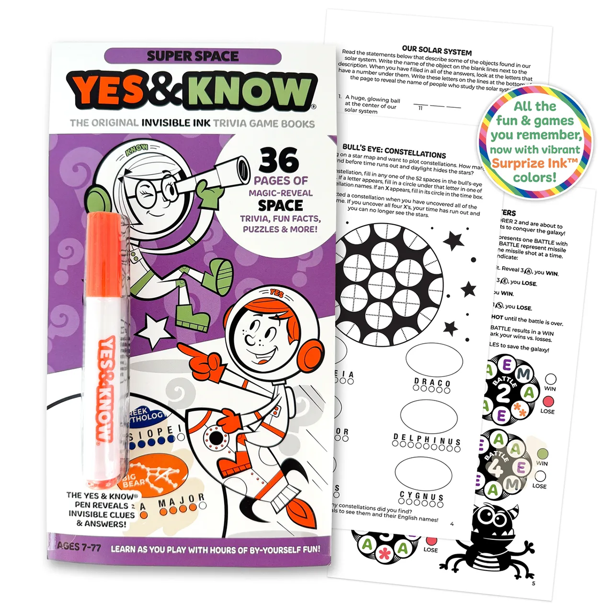 Yes & Know Invisible Ink Game Book Super Space