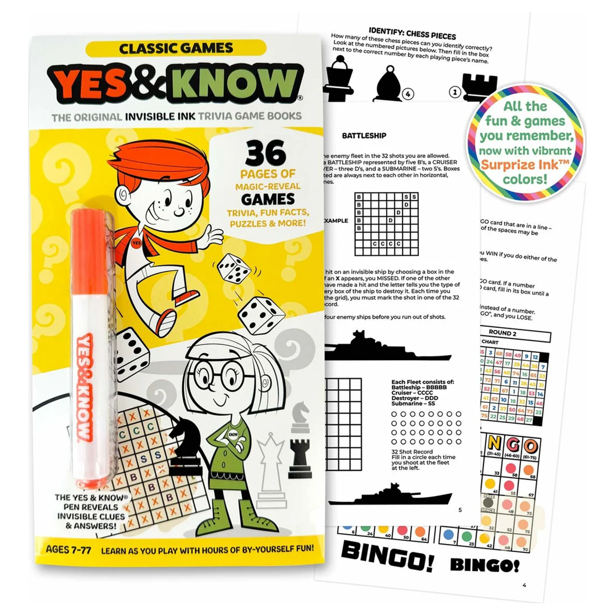 Yes & Know Invisible Ink Game Book Classic Games