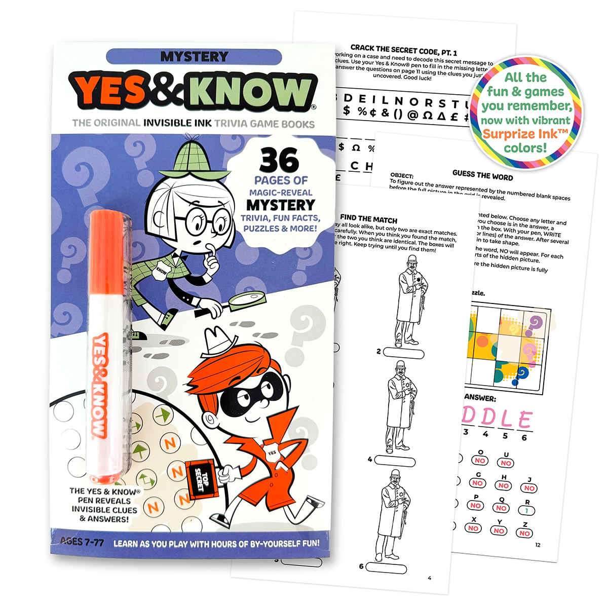 Yes & Know Invisible Ink Game Book Mystery