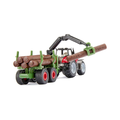SIKU Massey Ferguson Tractor with Forestry Trailer