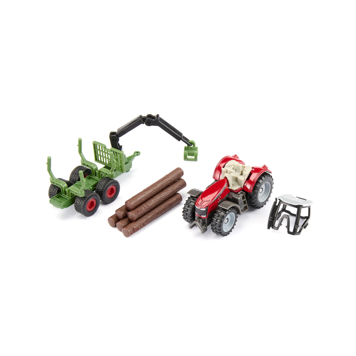 SIKU Massey Ferguson Tractor with Forestry Trailer