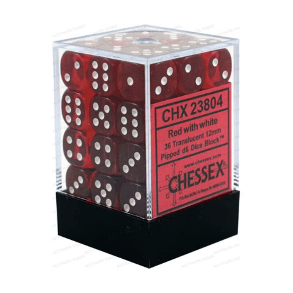 Chessex: Dice - 36 Piece Set - D6 in Translucent Red/White