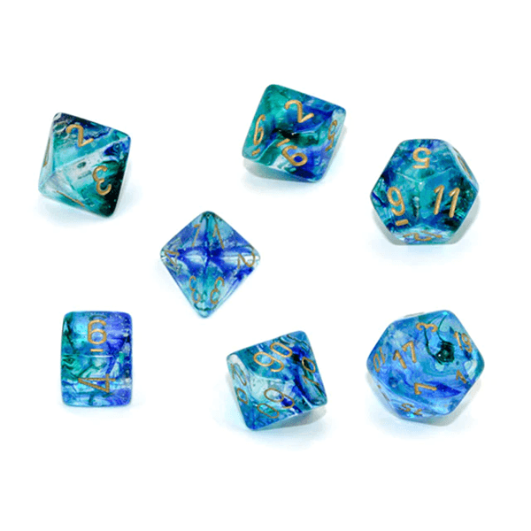 Chessex: Nebula Dice - 7 Piece Set in Oceanic/Gold Luminary