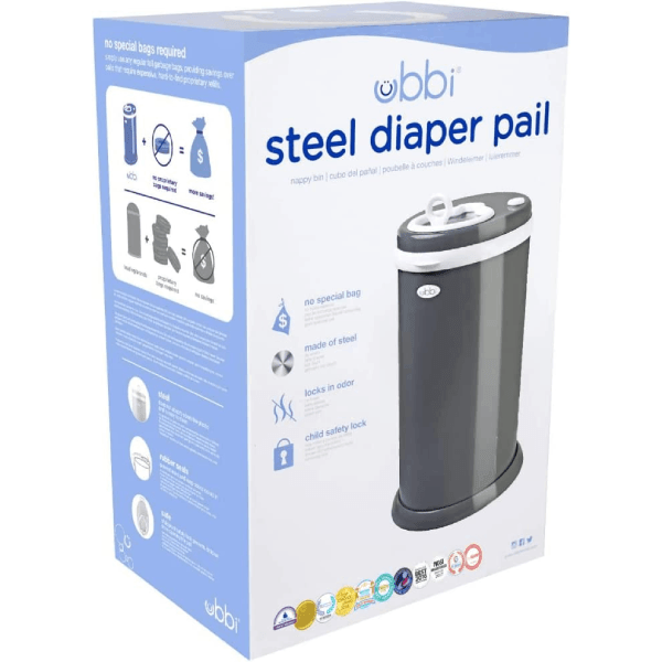 Ubbi Steel Diaper Disposal Pail - Slate