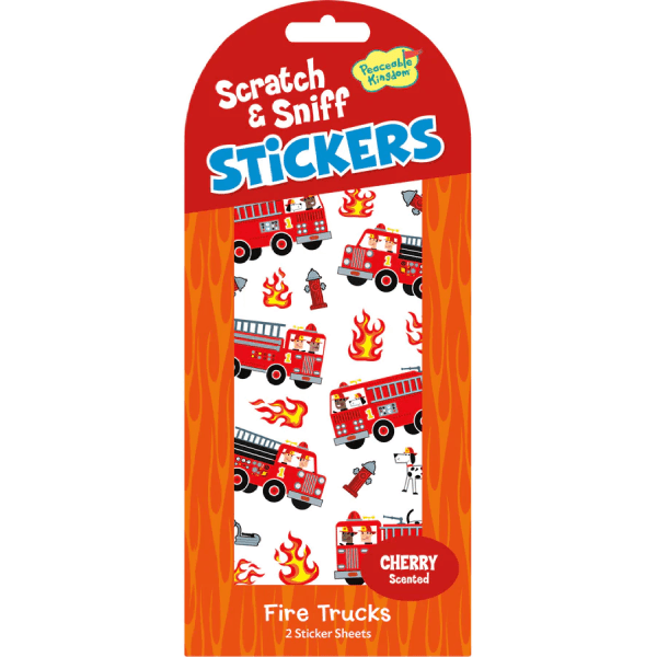 Peaceable Kingdom Scratch & Sniff Stickers - Cherry Fire Trucks