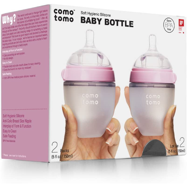 Comotomo Baby Bottle - 150ml Double Pack (Pink)