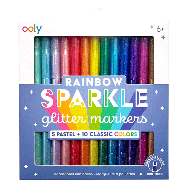 Ooly Rainbow Sparkle Glitter Markers - Set of 15