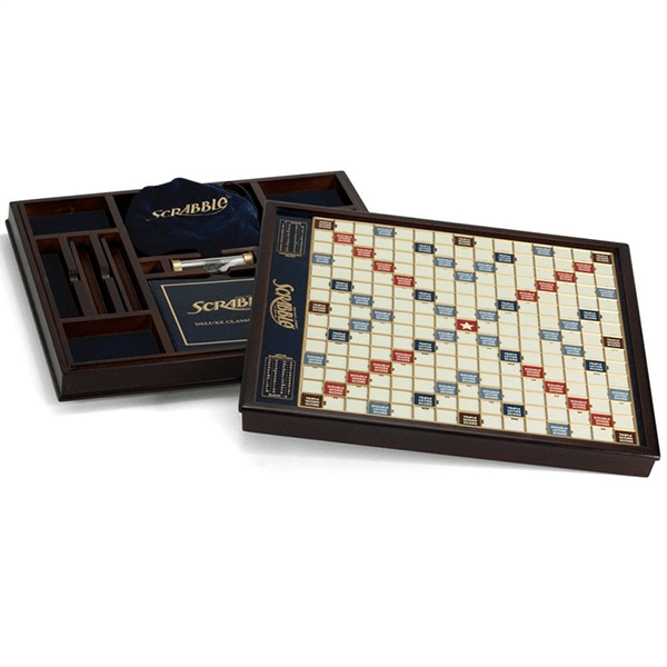 Open Box Scrabble Deluxe Wooden Edition with Rotating Game Board