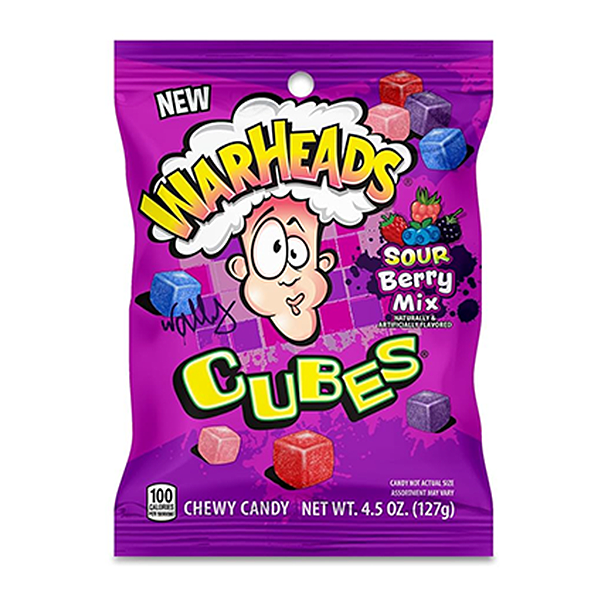 Warheads Sour Berry Mix Cubes Bag 4.5oz