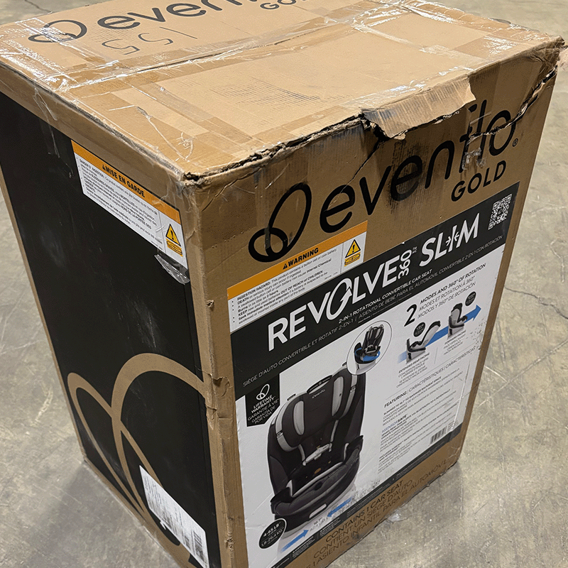 Open Box Evenflo Gold Revolve 360 Slim 2-in-1 Rotational Car Seat with SensorSafe -  Pearl Grey (Unused)