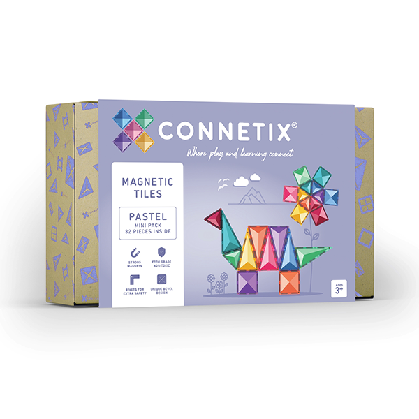 Connetix Magnetic Tiles Pastel Mini Pack - 32 Pieces