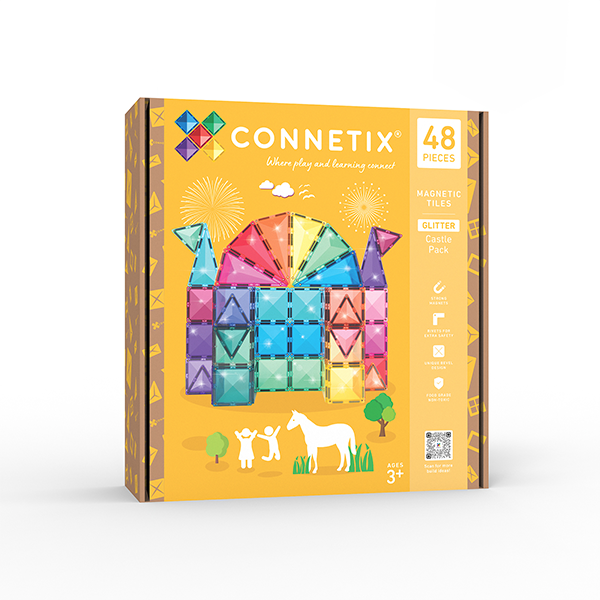 Connetix Magnetic Tiles Glitter Castle Pack - 48 Pieces