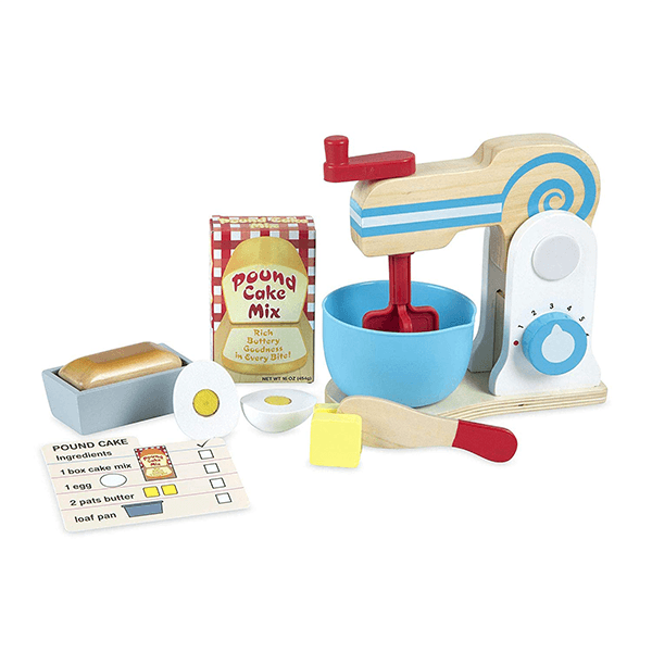 Discontinued Melissa & Doug Wooden Make-a-Cake Mixer Set (11 pcs) - Play Food and Kitchen Accessories