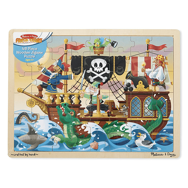 Discontinued Melissa & Doug Deluxe Wooden 48-Piece Jigsaw Puzzle - Pirates