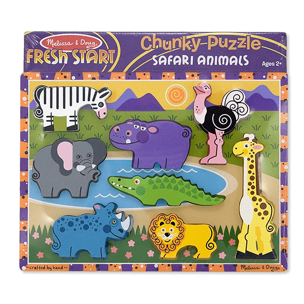 Discontinued Melissa & Doug Safari Wooden Chunky Puzzle (8 pcs)