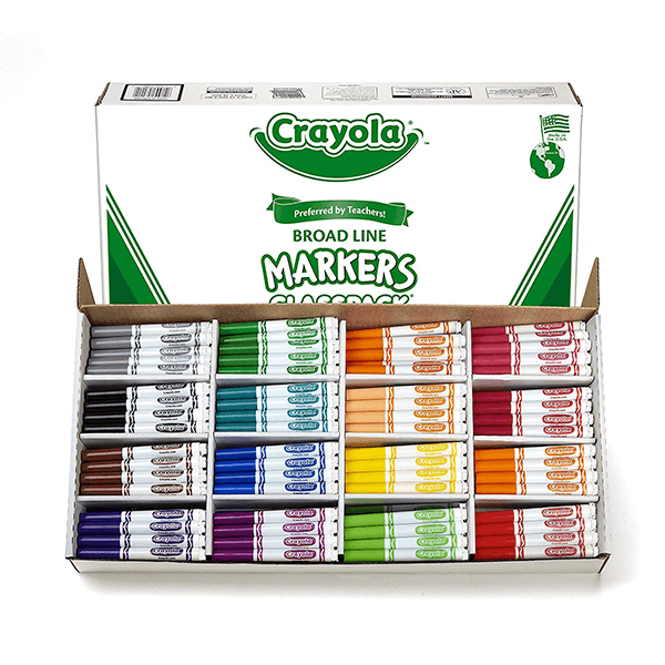 Crayola 256 Non-Washable Broad Line Markers Classpack with 16 Colours