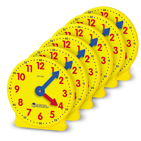 Learning Resources 4 Inch Mini Clock Set of 6