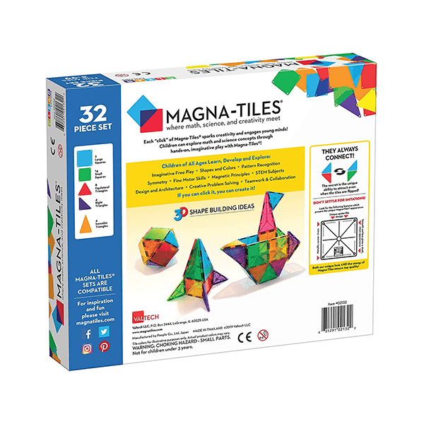 Magna-Tiles Clear Colours 32 Pack