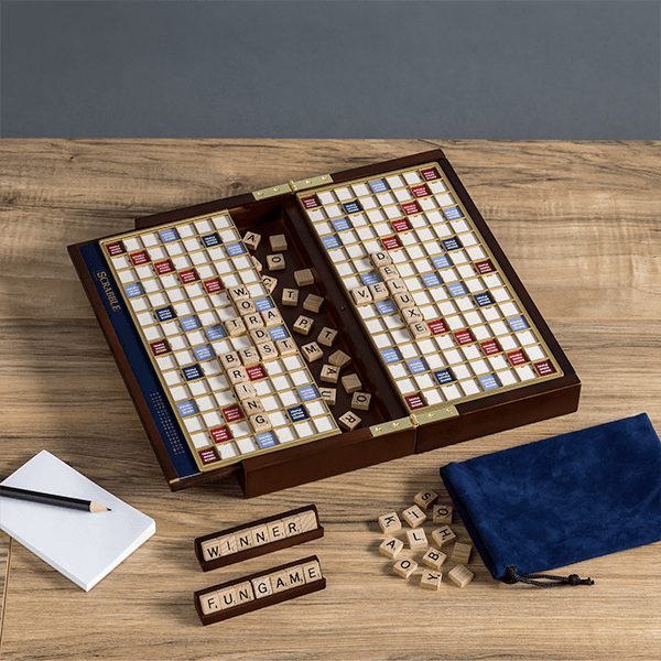 wooden travel scrabble