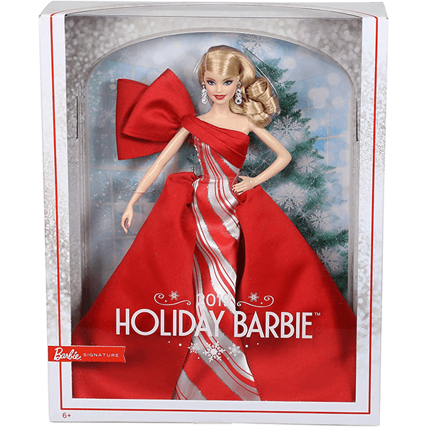 Barbie 2019 Holiday Doll Blonde Curls with Red White Gown